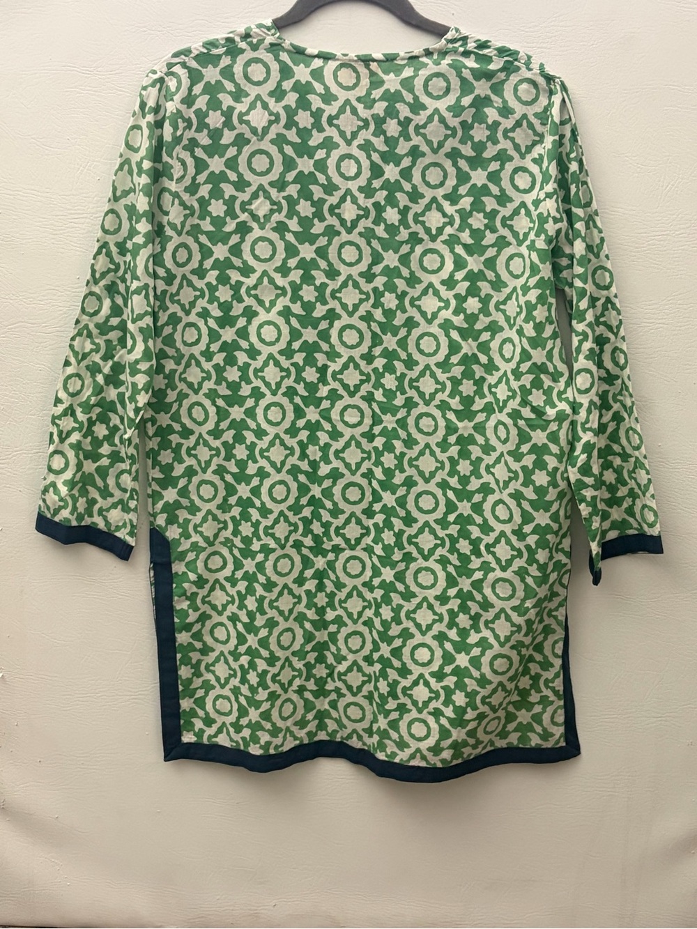 Roller Rabbit Green White and Navy Patterned Cotton Kurta Tunic M - Picture 4 of 8